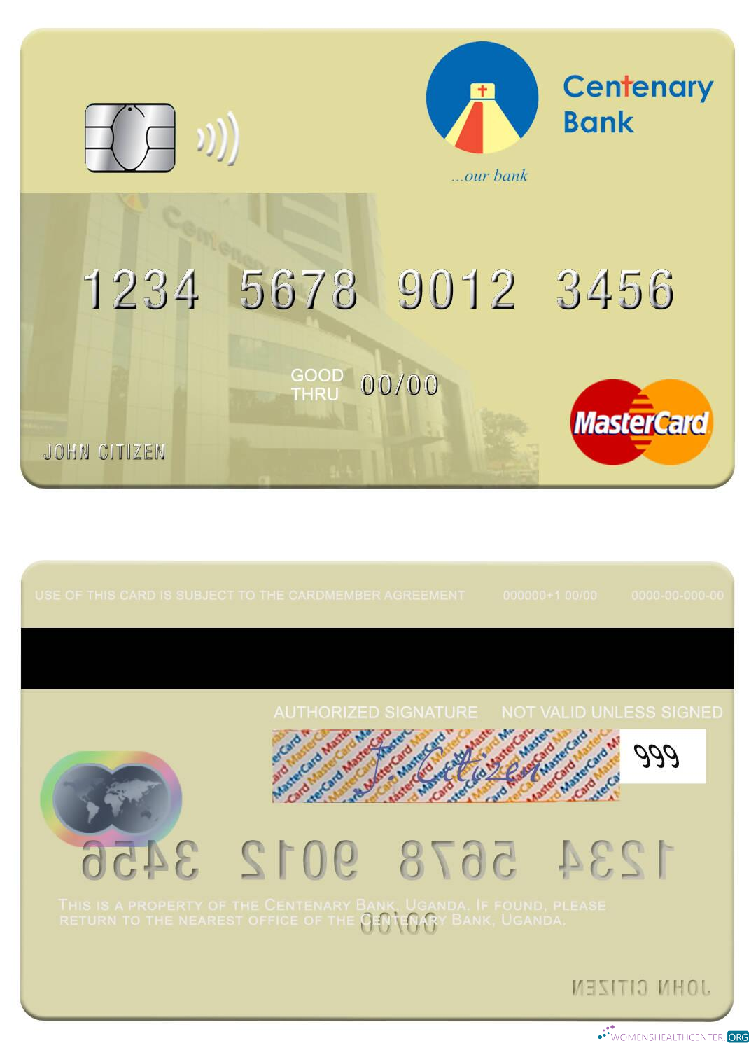 Download Uganda Centenary Bank mastercard Photoshop template